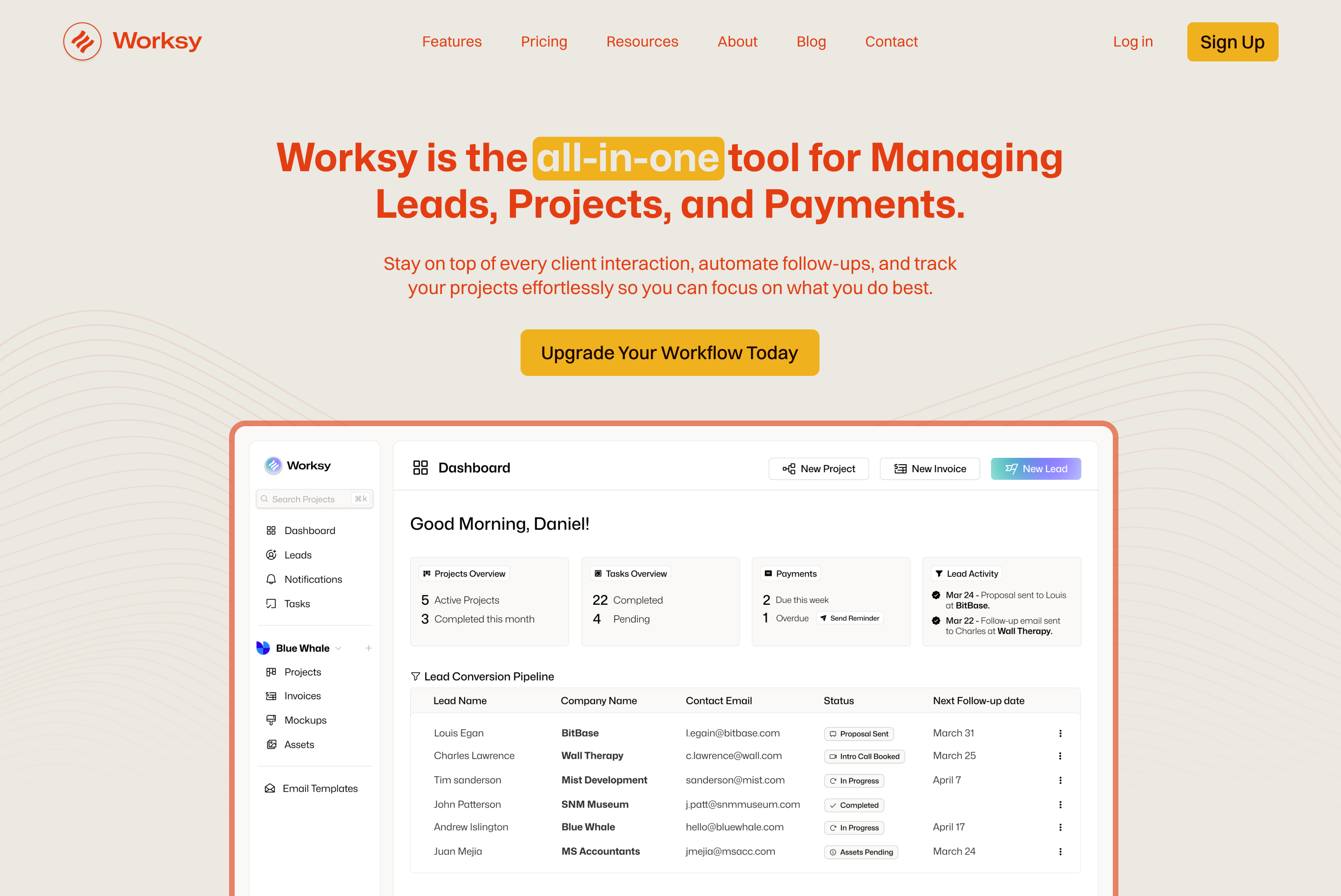 Worksy Landing Page Design